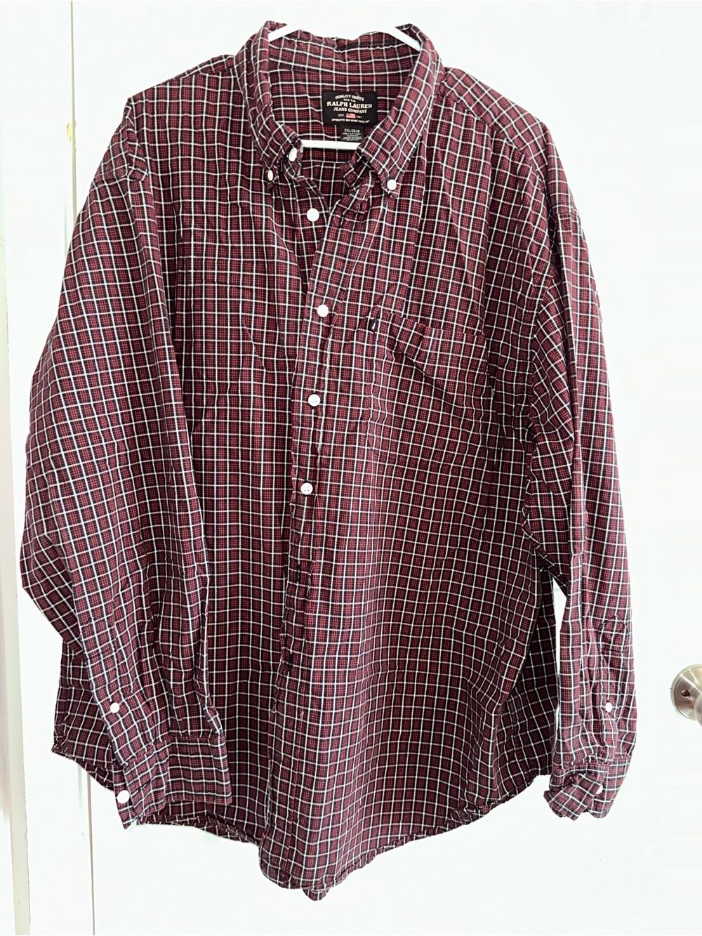 Polo by Ralph Lauren Men's Burgundy Windowpane Button-Down Shirt